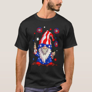 4 juli USA amerikanska Flagga Gnomes Patriotic Man T Shirt