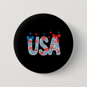 4 juli USA blomma självständighetsdag patriotisk 4 Knapp