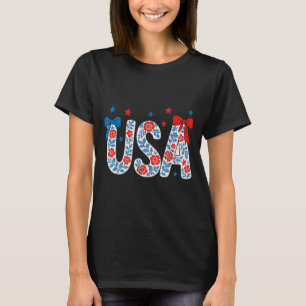 4 juli USA blomma självständighetsdag patriotisk 4 T Shirt