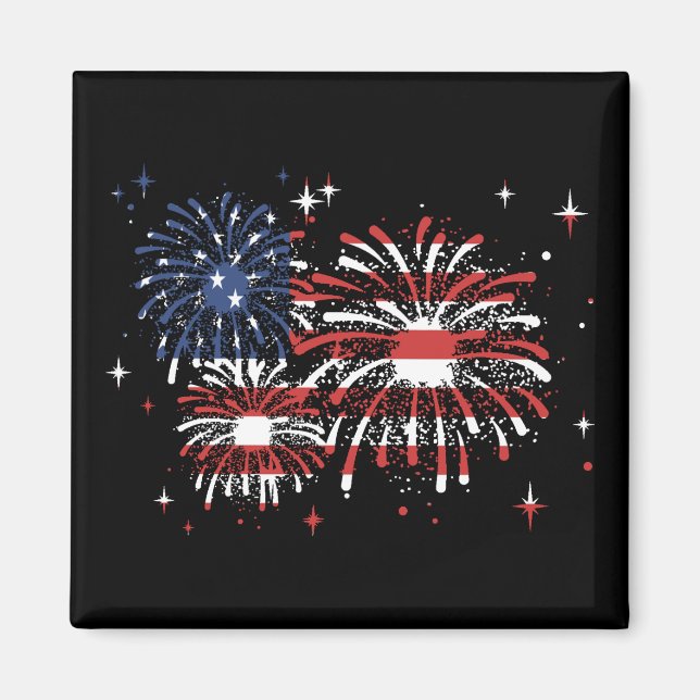 4 juli USA Fireworks Magnet (Framsidan)