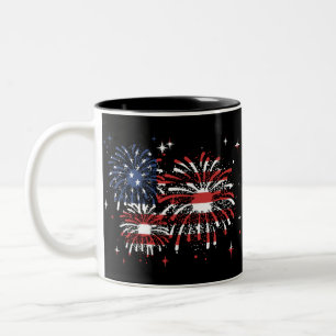 4 juli USA Fireworks Två-Tonad Mugg