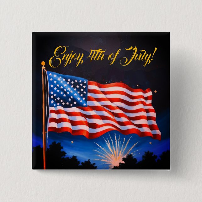 4 juli USA Flagga #3 Knapp (Framsida)