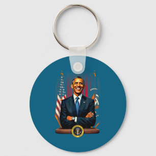 4 juli USA-flagga 44:e presidenten Barack Obama T- Nyckelring