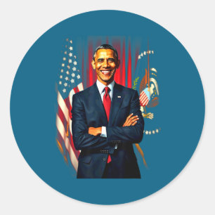 4 juli USA-flagga 44:e presidenten Barack Obama T- Runt Klistermärke