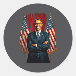 4 juli USA-flagga 44:e presidenten Barack Obama T- Runt Klistermärke