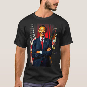 4 juli USA-flagga 44:e presidenten Barack Obama T- T Shirt