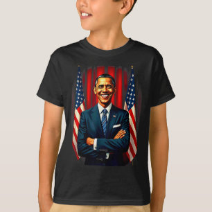 4 juli USA-flagga 44:e presidenten Barack Obama T- T Shirt