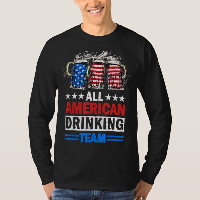 4 juli USA flagga: alla amerikanska dricksgrupper  T Shirt (Framsida)