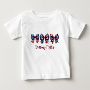 4 juli USA Flagga Bow Anpassad T-Shirt