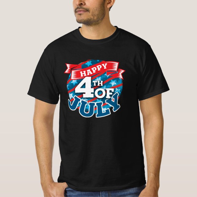 4 juli - USA flagga Färg T Shirt (Framsida)