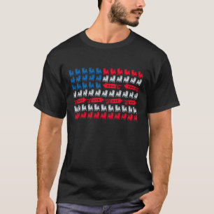 4 juli USA-flagga fyrverkeri mopsar patriotisk äga T Shirt