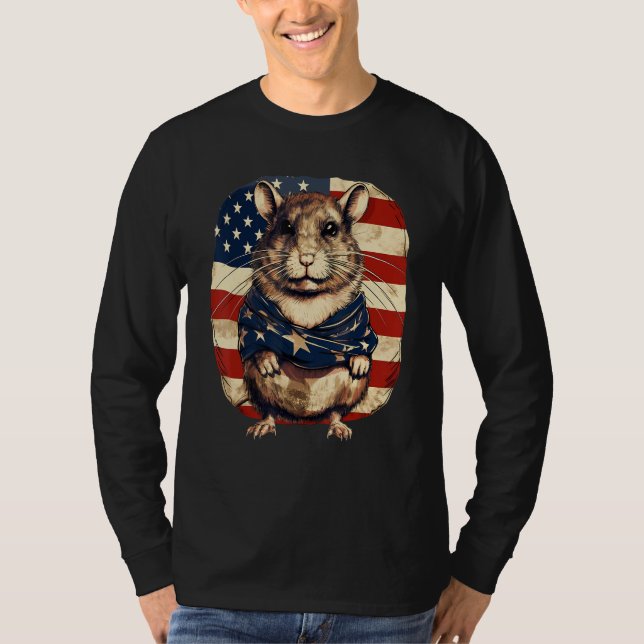 4 juli USA-flagga Gerbil 1 T Shirt (Framsida)