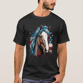 4 juli USA Flagga Horse 2 T Shirt