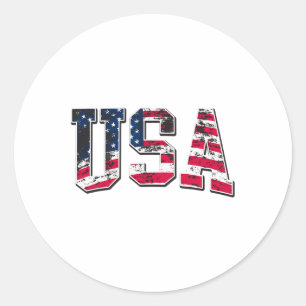 4 juli USA Flagga Kläder Unisex-vuxna Barn Vinta Runt Klistermärke