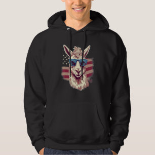 4 juli USA Flagga Lama Hoodie