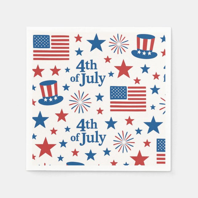 4 juli USA flagga Patriotic Party Napkins Pappersservett (Framsidan)