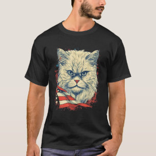 4 juli USA-flagga persisk katt T Shirt
