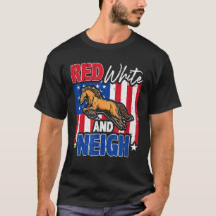 4 juli USA Flagga Röd Vit Wiehernande Häst Ridning T Shirt