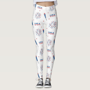 4 juli USA Independence day Firework White Leggings