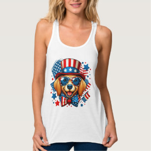 4 juli USA Patriotisk Hund Självständighetsdag Linne Med Racerback