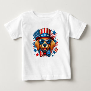 4 juli USA Patriotisk hund självständighetsdag T Shirt