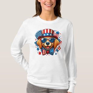 4 juli USA Patriotisk Hund Självständighetsdag T Shirt