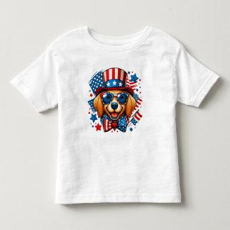 4 juli USA Patriotisk Hund Självständighetsdag T Shirt