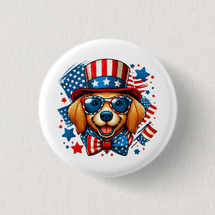 4 juli USA Patriotisk Hund Självständighetsdagen Knapp