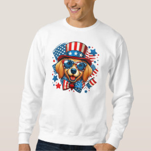 4 juli USA Patriotisk Hund Självständighetsdagen Lång Ärmad Tröja