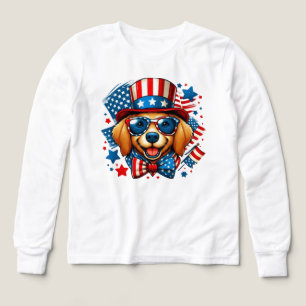 4 juli USA Patriotisk Hund Självständighetsdagen T Shirt