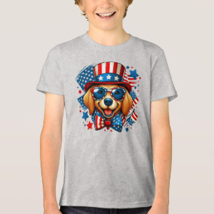 4 juli USA Patriotisk Hund Självständighetsdagen T Shirt