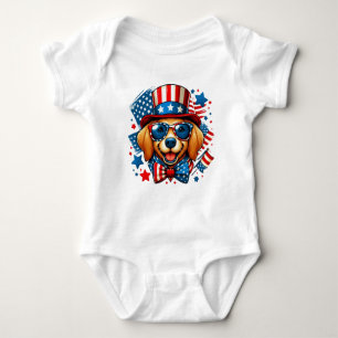 4 juli USA Patriotisk Hund Självständighetsdagen T Shirt
