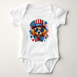 4 juli USA Patriotisk Hund Självständighetsdagen T Shirt