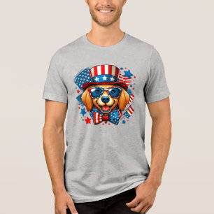 4 juli USA Patriotisk Hund Självständighetsdagen T Shirt