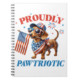 4 juli USA Patriotisk Hund Stolt Anteckningsbok