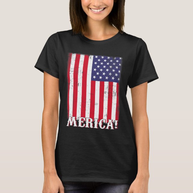 4 juli USA:s amerikanska Flagga Patriotic T Shirt (Framsida)