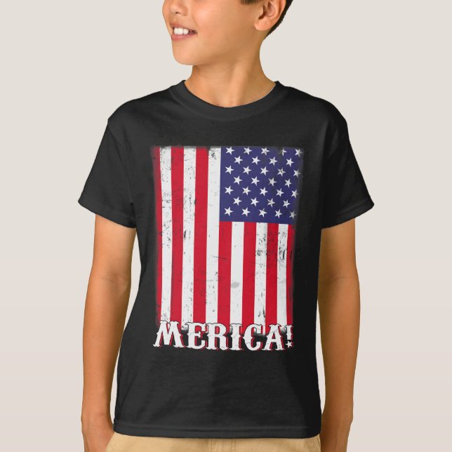 4 juli USA:s amerikanska Flagga Patriotic T Shirt (Framsida)