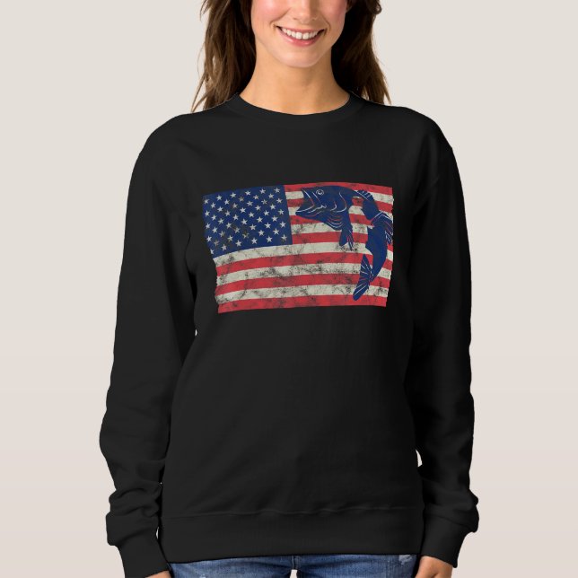 4 juli: USA:s Flagga Fiske T Shirt (Framsida)