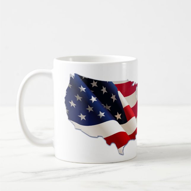 4 juli, USA:s, Mugg, Stars & Rand Karta Kaffemugg (Vänster)