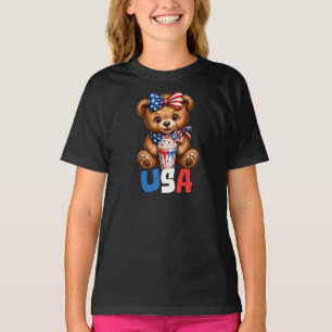 4 juli USA sommar teddybjörn barn T Shirt