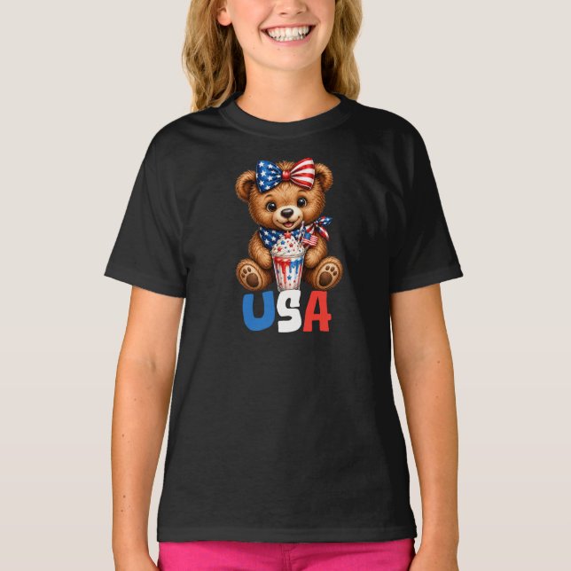 4 juli USA sommar teddybjörn barn T Shirt (Framsida)