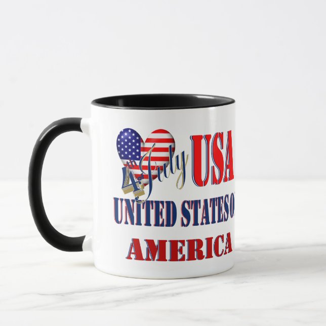 4 juli USA T-Shirt Classic Round Sticker Coff Mugg (Vänster)