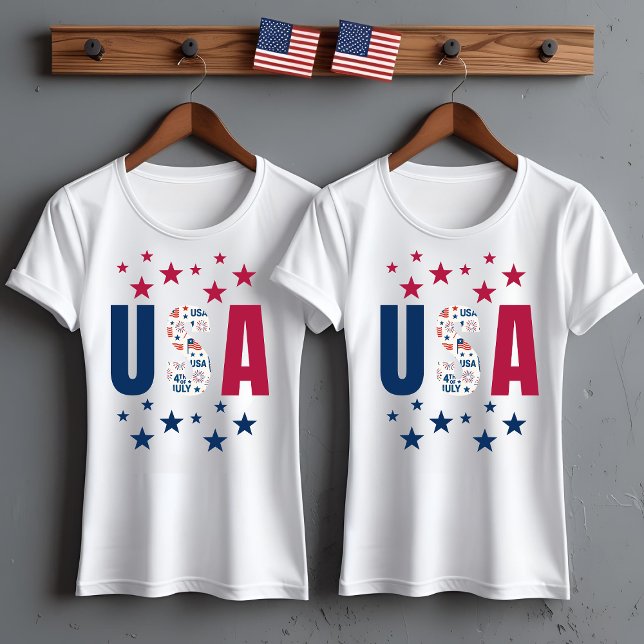 4 juli USA T-Shirt with Stars (Skapare uppladdad)