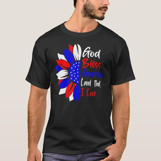 4 juli Välsigna dig Amerika-land i Kärlek Sol T Shirt (Framsida)