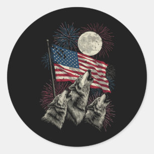 4 juli vargar måne meme rolig amerikansk flagga mä runt klistermärke