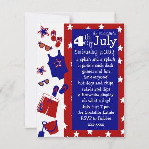 4 juli Vatten Party Inbjudningar