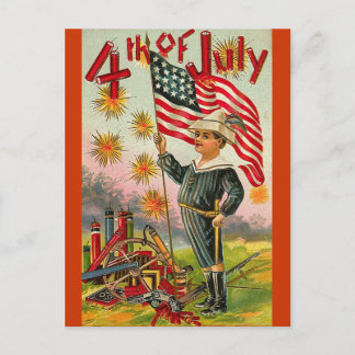 4 juli! Vintage Art Vykort
