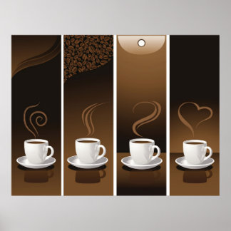 4 Kaffe koppar i vektor Poster