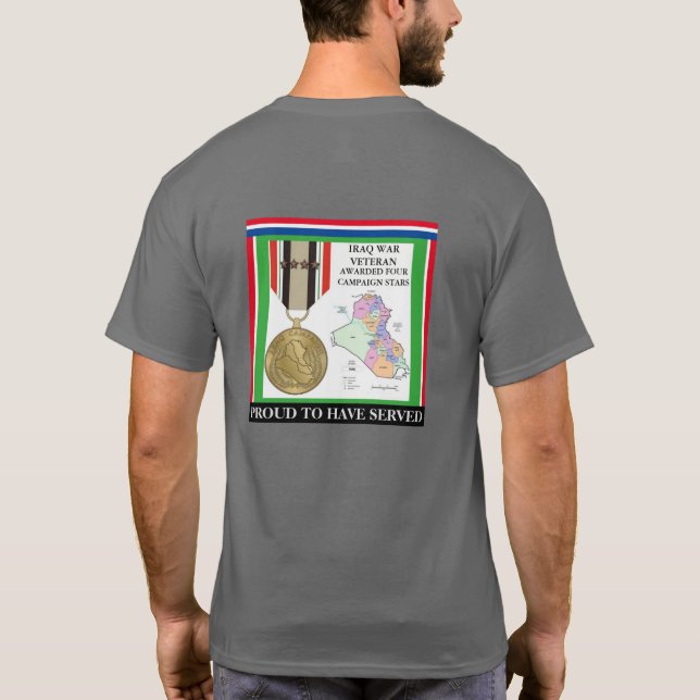 4 KAMPANJ STÄNGAR IRAK KRIG VETERAN TEE SHIRT (Baksida)