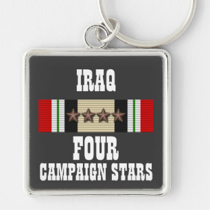 4 KAMPANJ STARS / IRAK VETERAN / NYCKELRING
